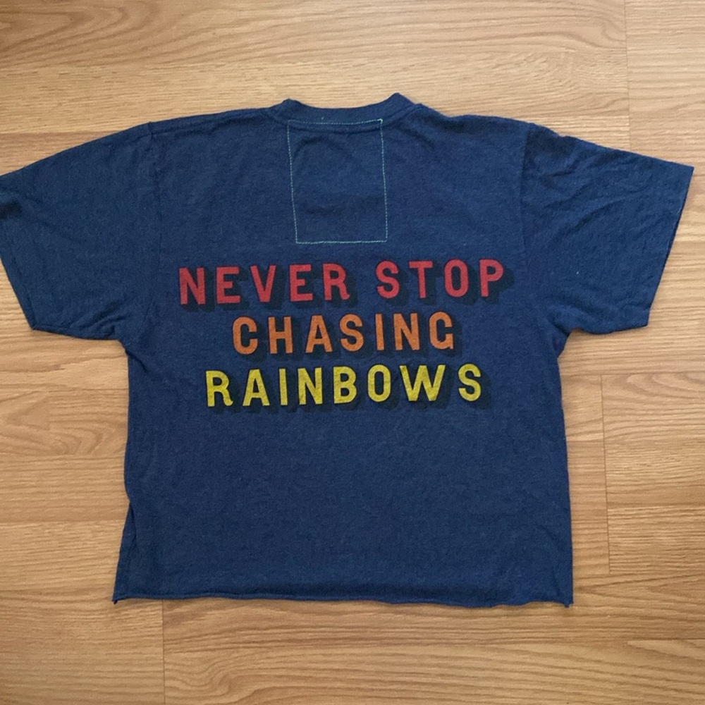 ❤️ Aviator Nation Smiley Face Rainbow Tee Blue Size Small - Picture 9 of 9